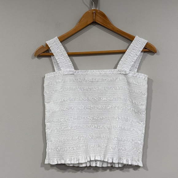 Madewell White Poplin Smocked Tank XL NWT - Picture 7 of 8